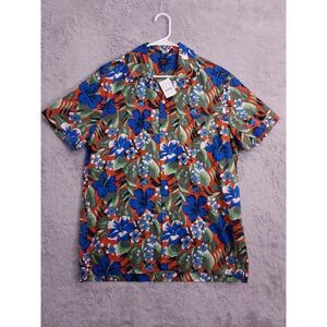 NEW J Crew Shirt Mens Medium Loop Collar Camp Hawaiian Colorful Floral Print NWT